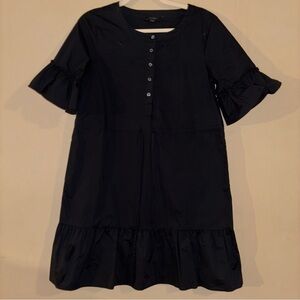 Ann Taylor Women’s Elegant Black Tiered Ruffle with Button Details Dress Size S